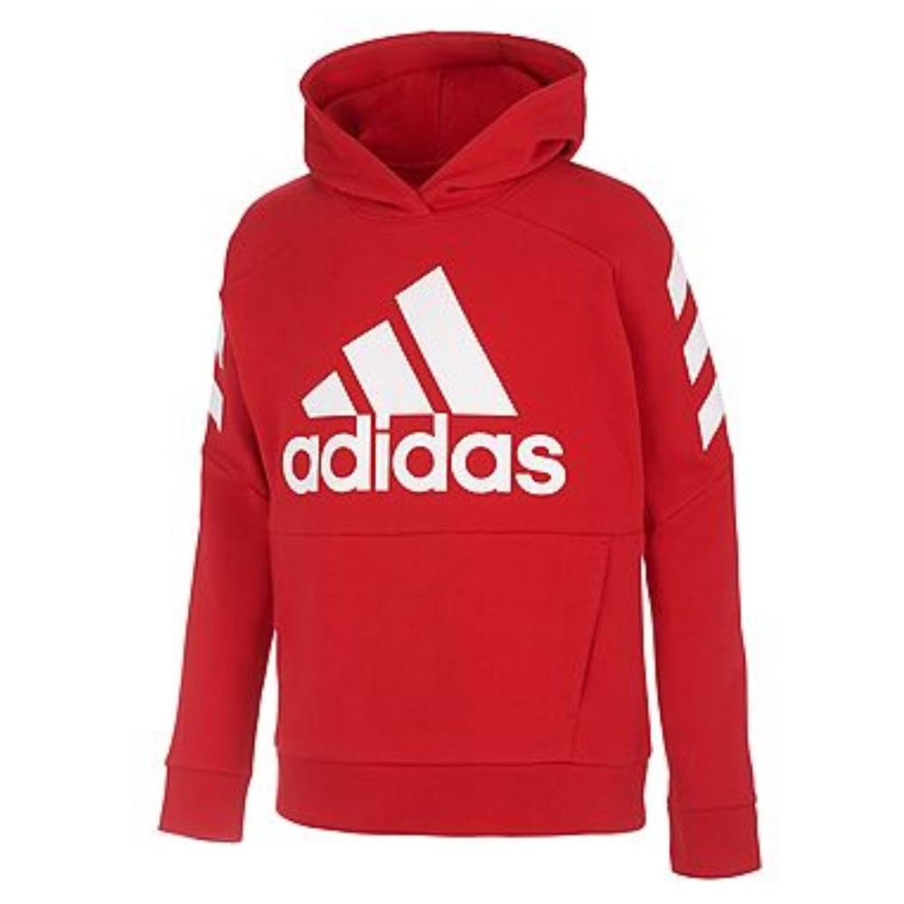 adidas Boys Block Fleece Long Sleeve Pullover Hoodie Hooded Sweatshirt